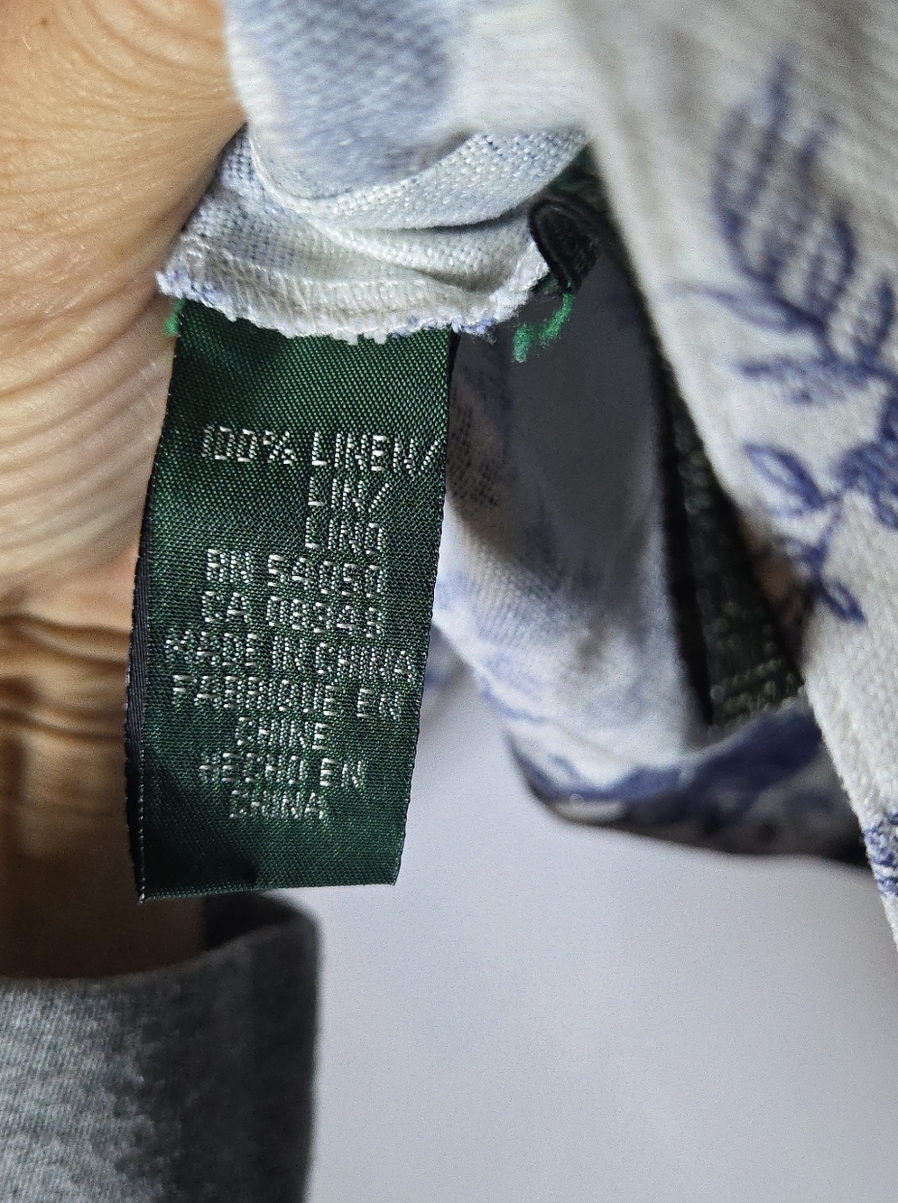 Lauren Ralph Lauren 100% Linen Lightweight White Blue Floral Crop Jacket Medium - Picture 5 of 7